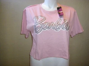 Camiseta Barbie Rosa Semi Recorta Top BLING Costuras Crudas Junior Para Mujer Talla Grande - Imagen 1 de 16