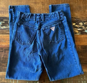 Pantalones de mezclilla vintage años 80 Guess George Marciano 1550 cintura alta cónica azul marino talla 29 - Imagen 1 de 13