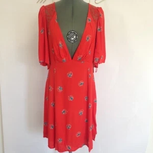Free People Mocking Bird Mini Dress Red Women's Size 12 - Picture 1 of 4