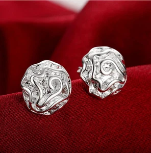 Pendientes de plata esterlina con flor de rosa de moda para mujer #E38 - Imagen 1 de 5