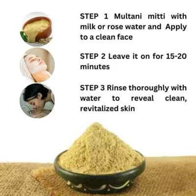 Multani Mitti POWDER 100% Pure(Fuller's Earth) Bentonite Clay for Face,HAIR 200g - Image 1 of 3