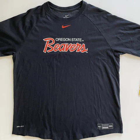 Nike DriFit Oregon State Beavers College Black Raglan Baseball Practice Shirt XL Cover