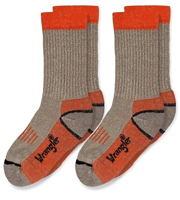Wrangler Boy's Merino Wool Half Cushion Seamless Ribbed Boot Crew Socks 2 Pair - Image 1 of 4