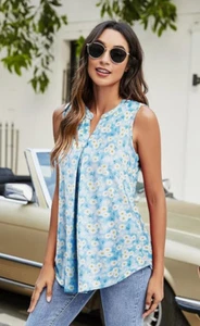 Womens Sleeveless Pullover Sz L Blue Floral. SPRING/SUMMER 2025 - Picture 1 of 3