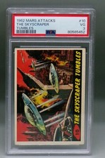 1962 vintage Topps MARS ATTACKS trading card #10 the Skyscraper Tumbles PSA 3 !!