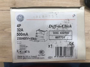 Blocco Differenziale 4 Poli 32AMP 0,5mA Tipo AC GE POWER 607731 - Foto 1 di 2
