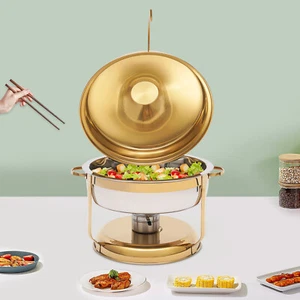 9L Chafing Dish Food Warmer Server Dish Round Catering Buffet Dish & Top Lid New - Picture 1 of 24