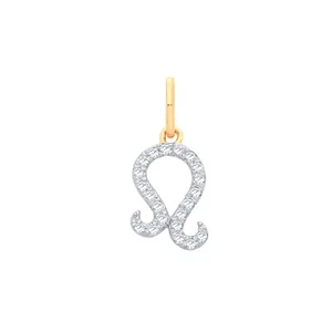 9ct Yellow Gold Leo Zodiac 0.10ct Pendant Made in London - Picture 1 of 4