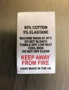 wash care clothing garment labels no symbols text only