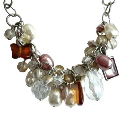 42 - 50 cm Statement Collier BettelKette viele Anhänger ModeSchmuck silber NEU - Bild 1 von 3