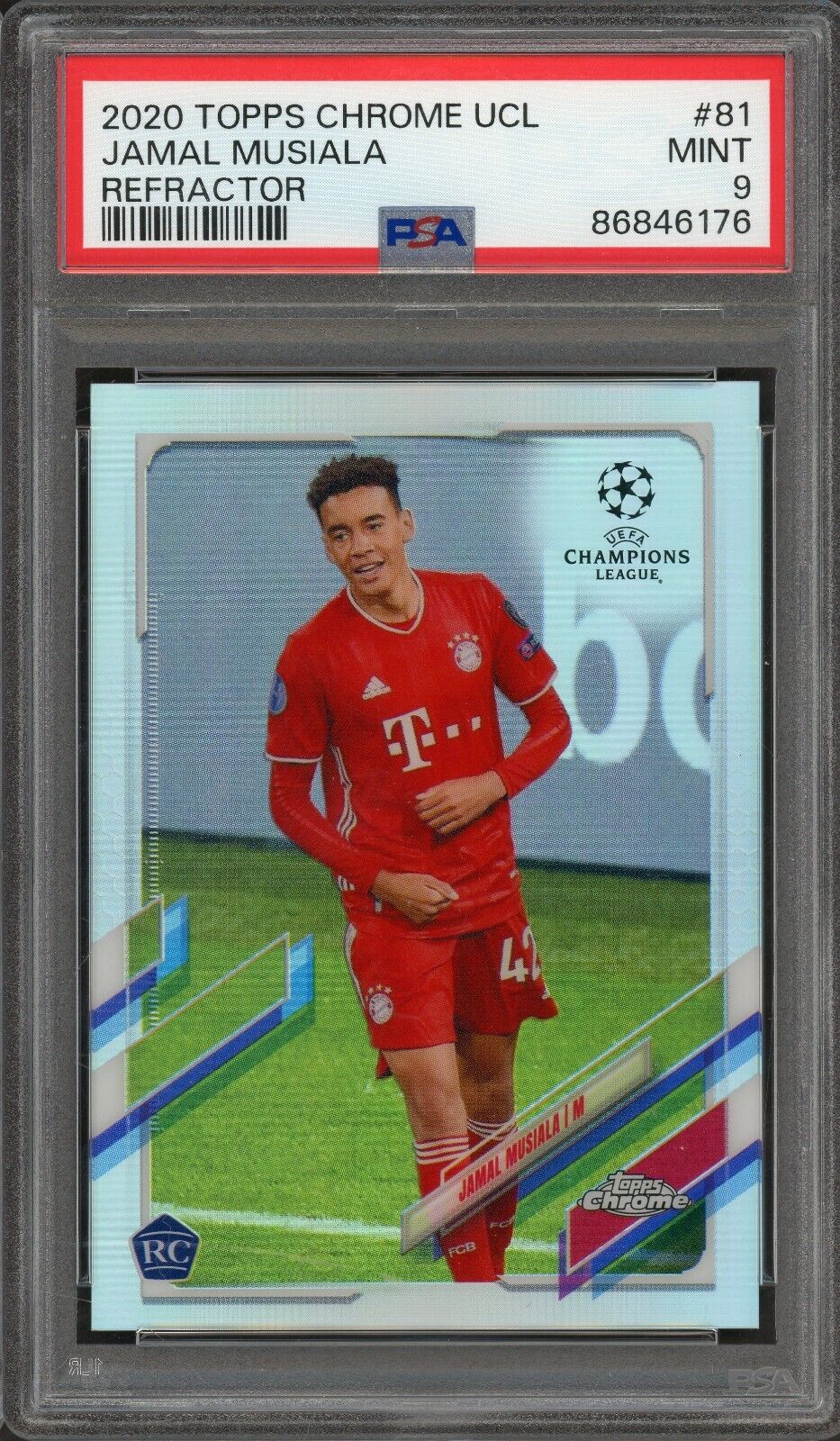 2020 Topps Chrome UCL Jamal Musiala Refractor PSA 9 Mint #81 RC Rookie