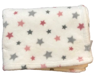Little Miracles Pink Gray Stars Baby Blanket Plush Security Costco 30x44" EUC - Picture 1 of 2