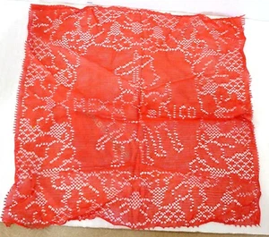 Vintage Lace Red Polyester Matador and Bull MEXICO El Paso Texas Souvenir Hanky - Picture 1 of 6