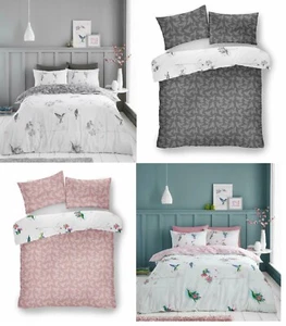 HUMMING BIRD DUVET COVER QUILT COVER SET +PILLOW CASES REVERSABEL BEDDING SET - Picture 1 of 14