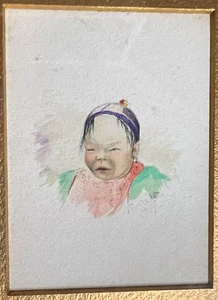 1899 Framed Original Watercolor Painting, Young Chinese Child Signed Listed - Picture 1 of 7