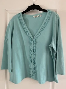 Liz Claiborne Cardigan T-shirt Women’s Size XL Long Sleeve Cotton Button-Down - Picture 1 of 5