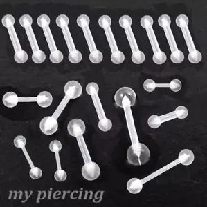 10pcs. Bio Flex Barbell Clear Ball Tragus Cartilage Nipple Ring Retainer - Picture 1 of 5
