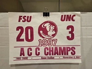 1997 FSU Seminoles 20 vs UNC Tar Heels 3 Score Sheet Poster ACC Championship - Picture 1 of 6