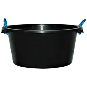 70L Bucket With Rope Handles Multipurpose Builder Storage Trug Black - Picture 1 of 10