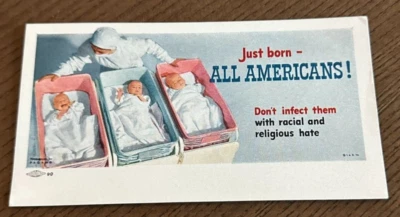 Difícil de encontrar Secador de tinta para bebé con sesgo racial y religioso antiracismo de 1940 sin usar Foto 1 de 2