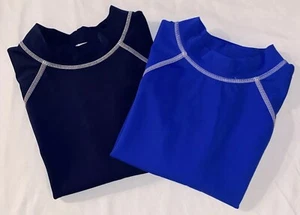 Lands End Boys Medium Swim Shirt/Rash Guard (2 PACK!) 1 Ocean Blue + 1 Navy Blue - Picture 1 of 8