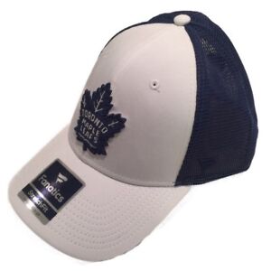 Men's Toronto Maple Leafs White & Blue Mesh Back Flex Fit Hat Cap Large/X-Large