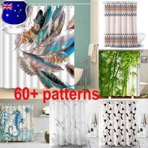 New Extra Long Plastic Waterproof Shower Curtain With Thick Hooks Multiple sizes - Picture 1 of 69