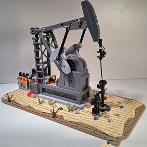 Functioning Oil Pump Jack Model Building Blocks MOC Toy Derrick Set - Picture 1 of 5