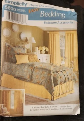 Simplicity Sewing Pattern #5600 Dust Ruffle Duvet Sham Pillow UNCUT - Image 1 of 3