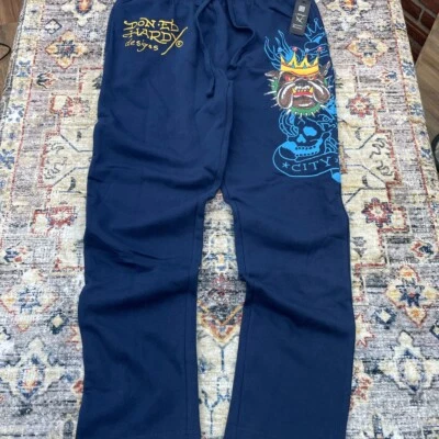 Pantalón de chándal para hombre ED HARDY Panther Bulldog en azul medianoche (nuevo) talla M/L/XL Foto 1 de 4