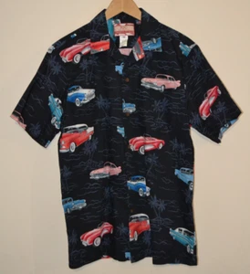 Vintage Mens RJC Made in Hawaii Car Print Hawaiian S/S Shirt Size Medium - Picture 1 of 7