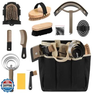 Abbylike 12 Pieces Horse Grooming Kit with Organizer Tote Bag Tack Room Suppl - Picture 1 of 5