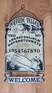 Fortune Teller Ouija Board Metal Hanging Welcome Sign Halloween Sun Moon Reaper - Picture 1 of 2