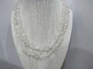 Artisan Necklace Rock Crystal Quartz 925 Nugget Stones Double Strand 18" (E) - Picture 1 of 8