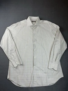 Canali 1934 Mens Dress Shirt 44/17.5 Tan Plaid Long Sleeve Button Up Cotton - Picture 1 of 9