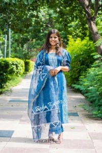 Cotton fabric straight kurti cotton and pant and dupatta set, dresses, kurti set - Picture 1 of 6