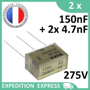 2 capacitors RIFA PZB 0.15μF 0.15uF 150n X2 + 2x 4n7 4700pF Y2 Y 275V 250V SH - Picture 1 of 6