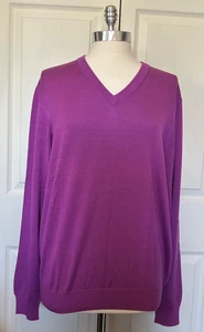Brooks Brothers Sweater Men's L Purple Silk & Cotton Blend V Neck Pullover NWT - Picture 1 of 9