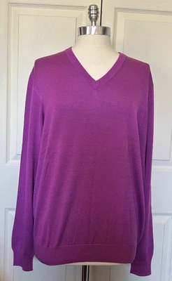 Brooks Brothers Sweater Men's L Purple Silk & Cotton Blend  V Neck Pullover NWT - Image 1 of 4