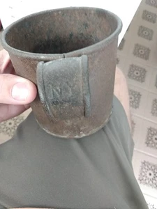 US Indian Wars Government Issued 1880's Tin Cup Mug Stamped NY New York RARE - Bild 1 von 14