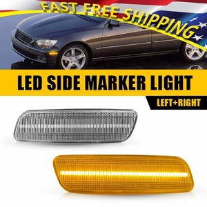 2X Clear Lens Amber Front Side Marker LED Light For Lexus 2001-2005 GS430 IS300 - Picture 1 of 12