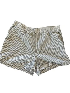Maurices Gray and White High Waist Striped Shorts Size L Linen - Picture 1 of 5