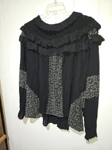 Babydoll victoriano con volantes caprichoso Steampunk bruja campesina medieval Top L~POL - Imagen 1 de 9