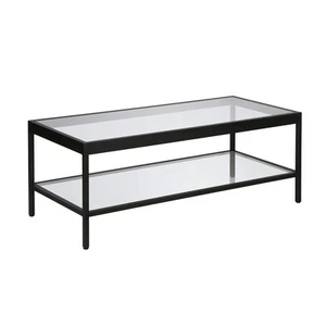 45" Wide Rectangular Rectangular Coffee Table in Blackened Bronze, Modern Rec... - Picture 1 of 8