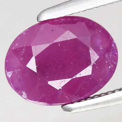 1.88ct  8.1x6.1mm Oval 100%Natural Unheated Purplish Red Ruby Guinea, Africa - Image 1 of 4