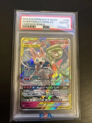 PSA 10 GEM MINT Gardevoir & Sylveon GX 130/214 Unbroken Bonds 2019 Pokemon Card - Image 1 of 2