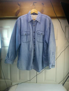 90s 2k Route 66 Blue Denim Fleece Lined Button Jeans Jacket sz XL - Bild 1 von 3