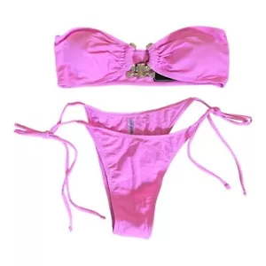 Zaful Solid O Ring 2025 Two Piece Bandeau Strapless Swimsuit Women SZ US 6 NEW - Picture 1 of 10