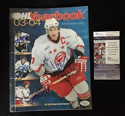 Jeff Carter Corey Perry Mike Richards A Stewart Signed OHL Yearbook JSA COA - Image 1 of 4