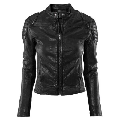 DRAGON TATTOO GIRL MOVIE Trish Summerville H&M Leather Biker Jacket Black XS-S - Image 1 of 4